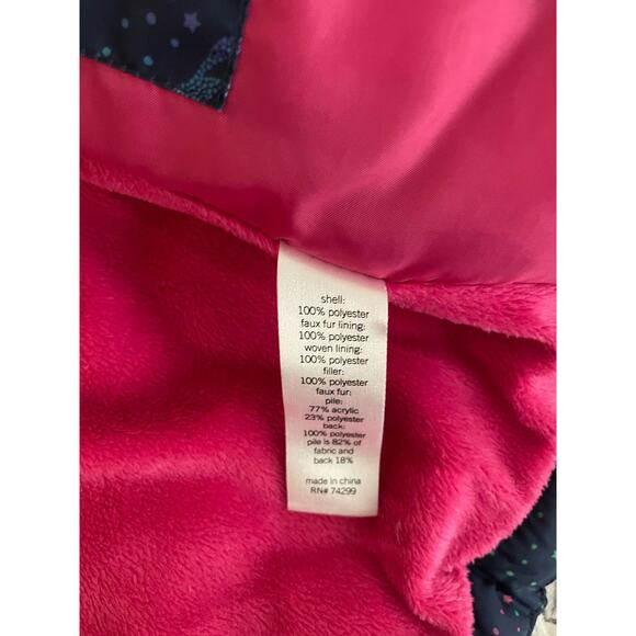 SO Girls 4/5 Rainbow Unicorn Navy Blue Puffer Jacket - Picture 7 of 12